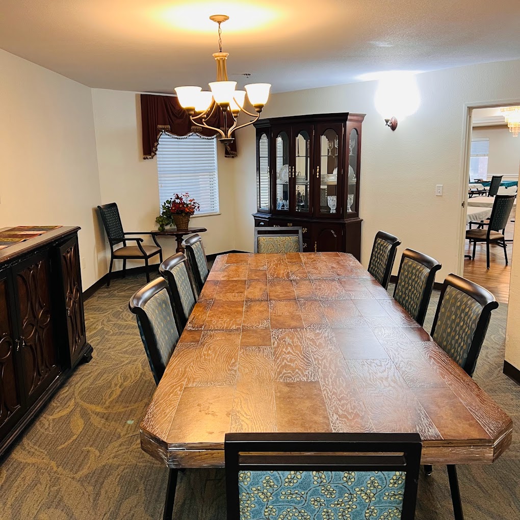 Dining area at Vista Ridge Nursing in Lewisville, TX, with tables set for residents