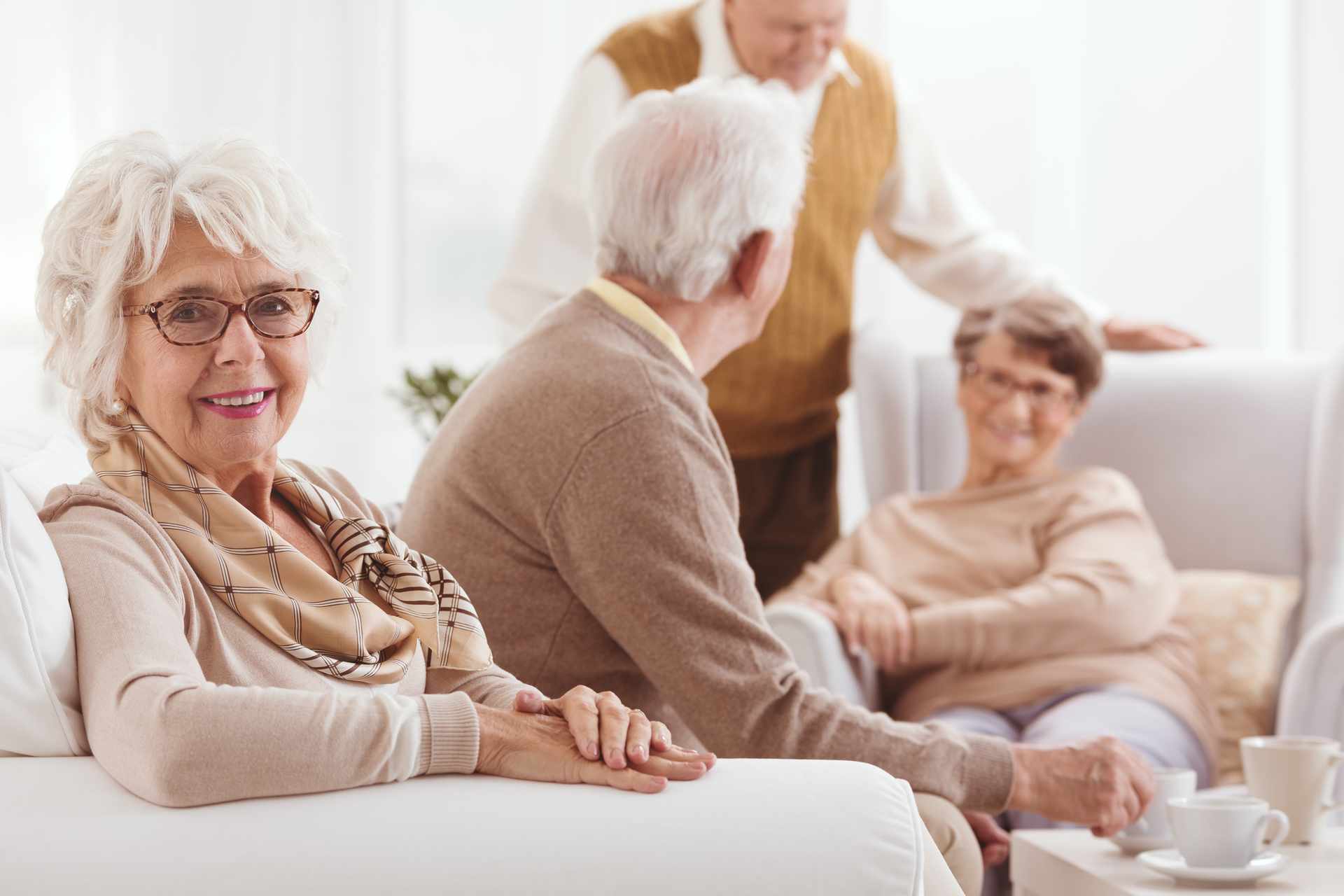 Older people having a conversation together in Lewisville, TX, for resident planning